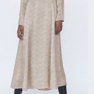 NWT Zara Animal Print Silky Flowy Maxi Dress Tan L